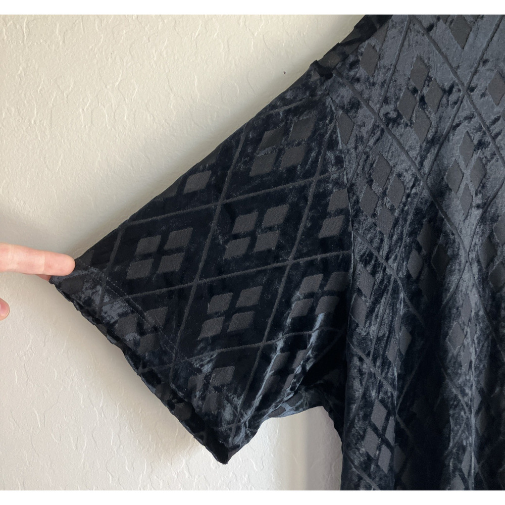 Vtg Morbid Threads Black Velvet Sheer Shirt Goth … - image 7